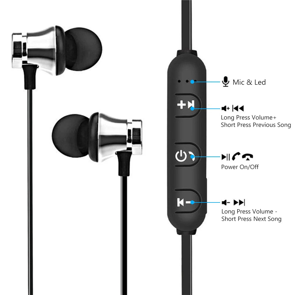 Wireless Bluetooth-Compatible Earphones Sport Magnetic Earpiece