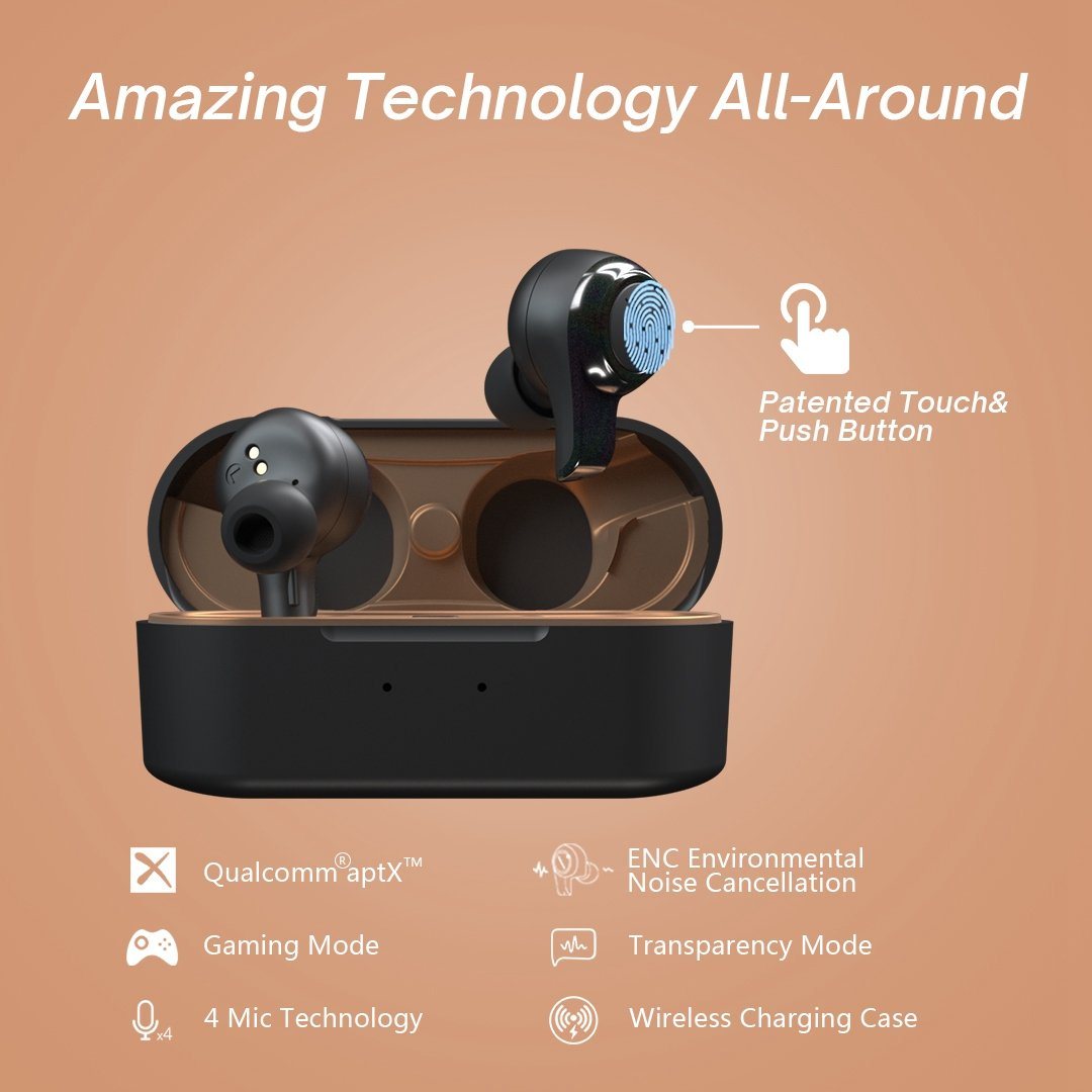 Bluetooth 5.2 Wireless Earbuds Featuring aptX & Noise Cancellation